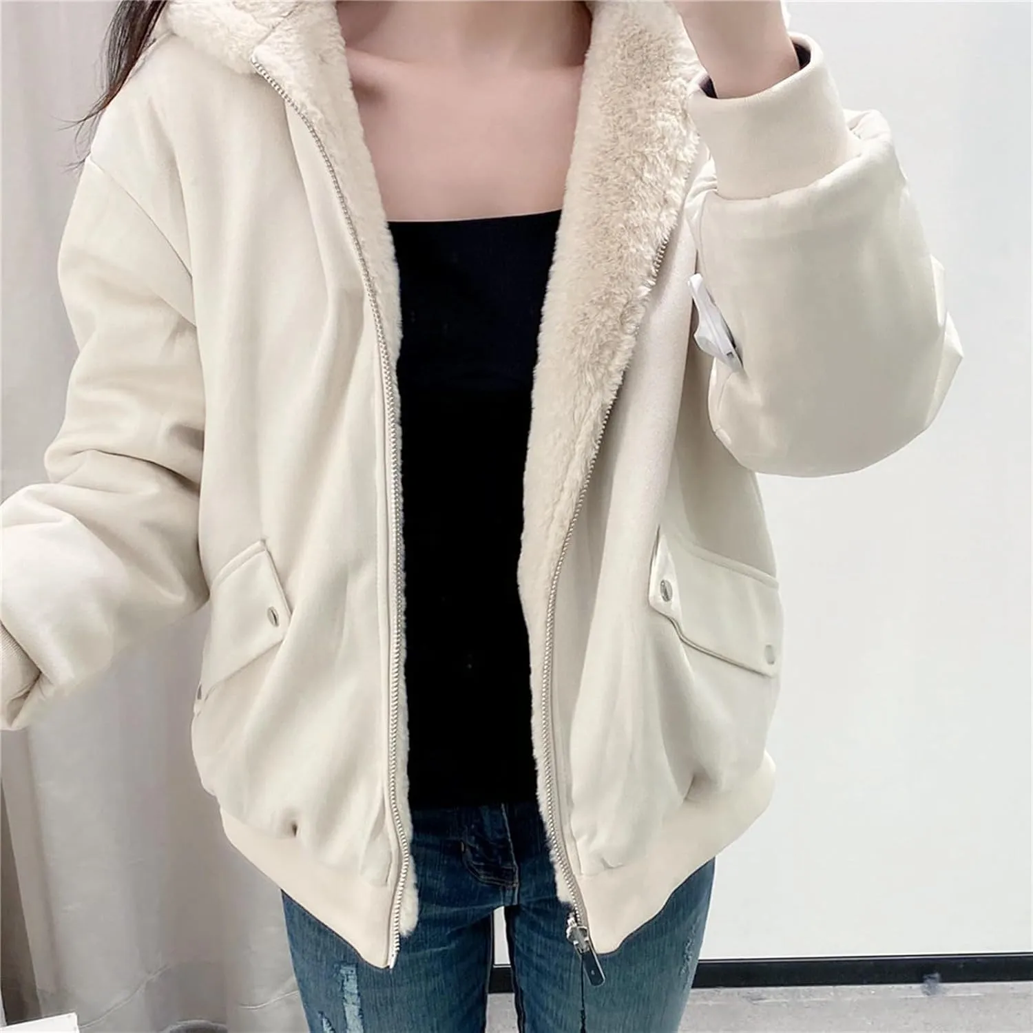2023 Women's Sequin Jackets Long Sleeve Winter Baseball Coats Full Zip Sweatshirts Trendy Elegant Party Outwear Tops
