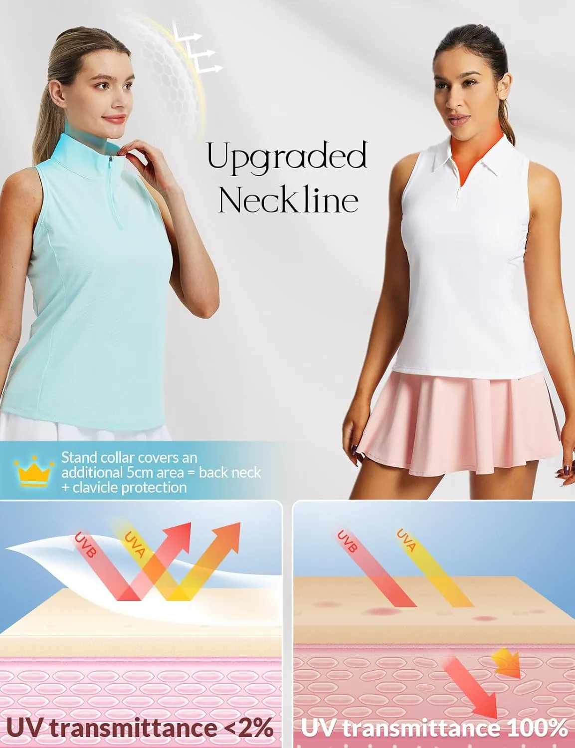 baleaf Women's Golf Shirts Tank Tops Sleeveless Tennis Polo Racerback with Collar Athletic Tanks Quick Dry