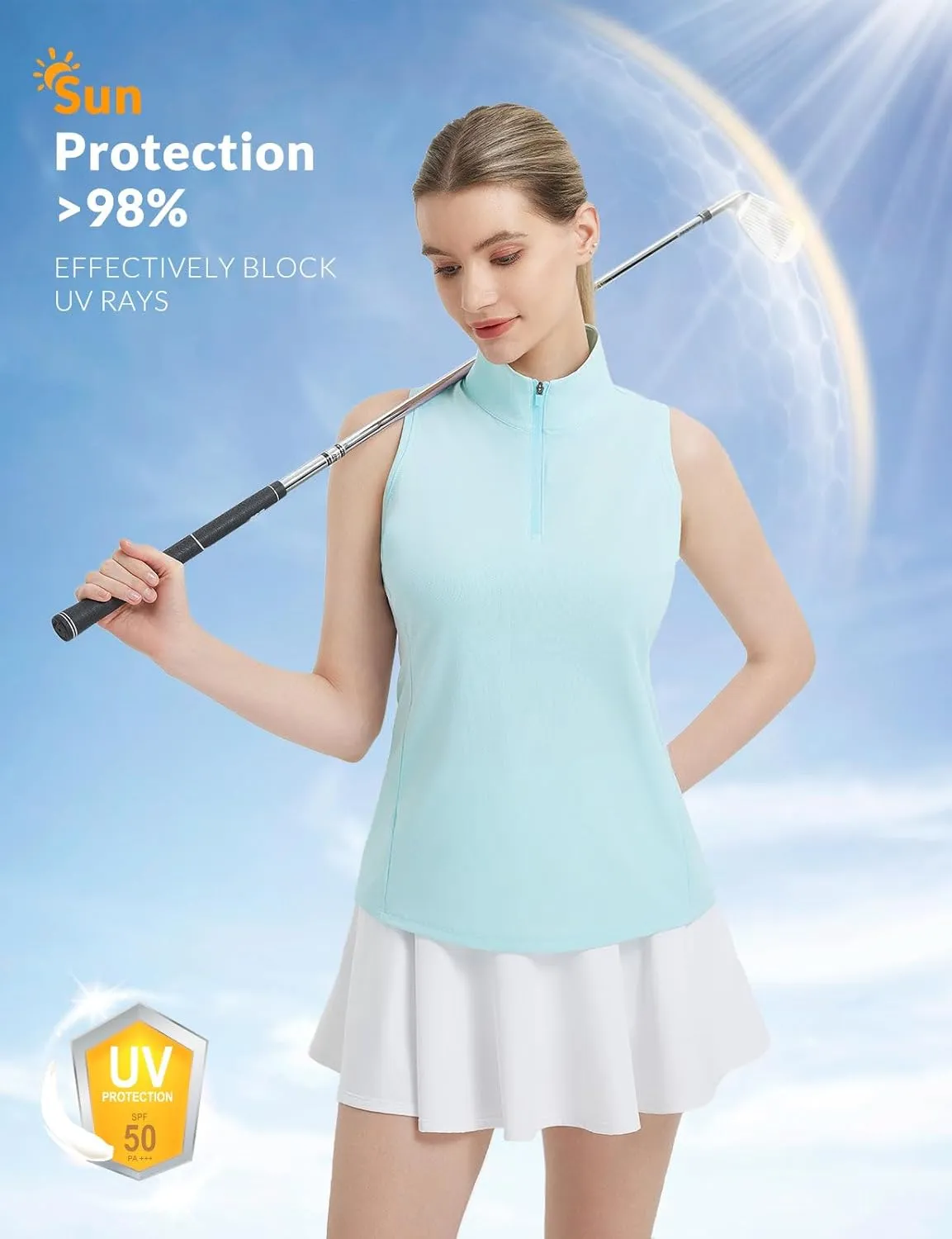 baleaf Women's Golf Shirts Tank Tops Sleeveless Tennis Polo Racerback with Collar Athletic Tanks Quick Dry