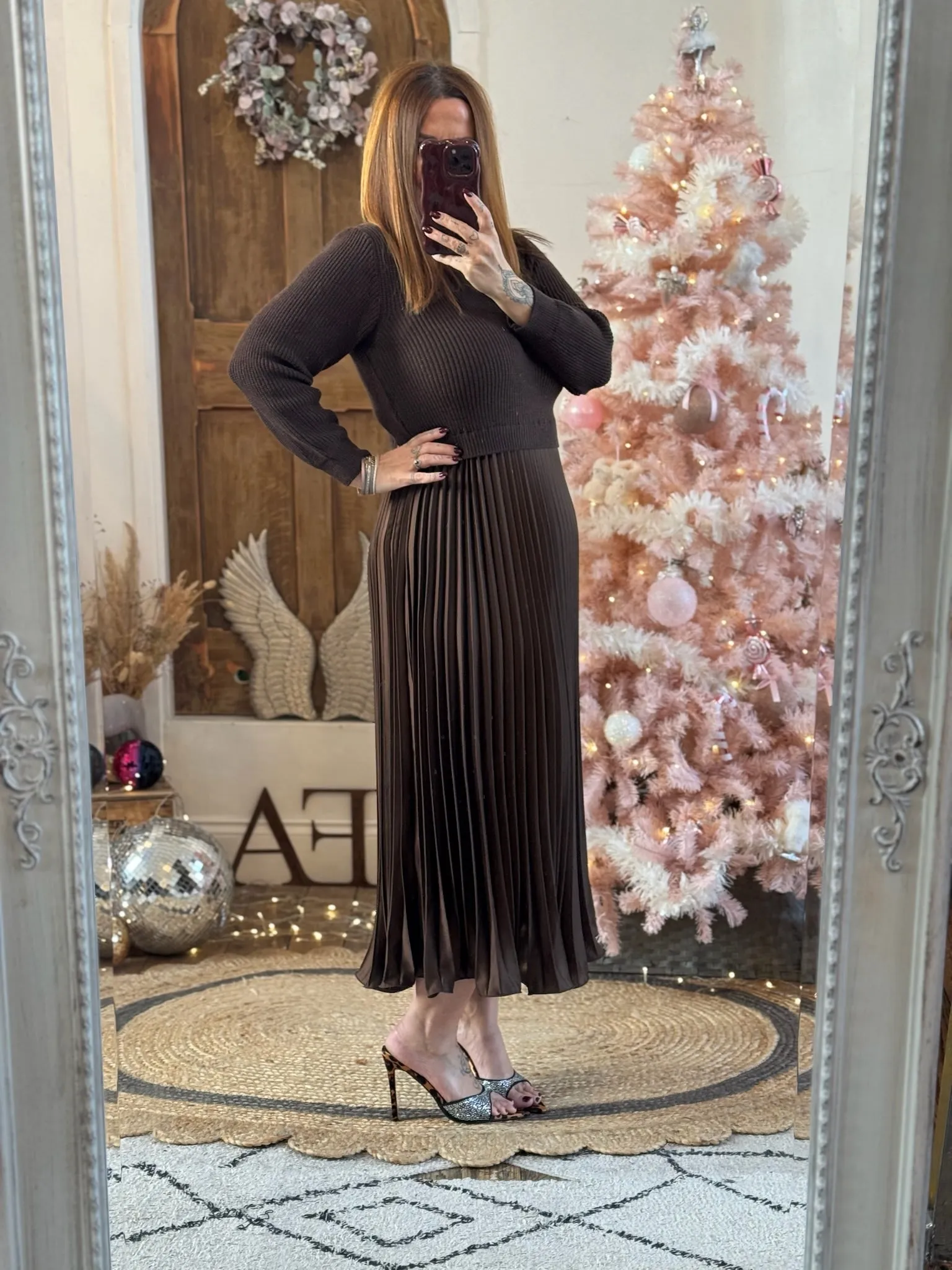 Chocolate Sylvie Pleated Jumper Style Maxi Dress