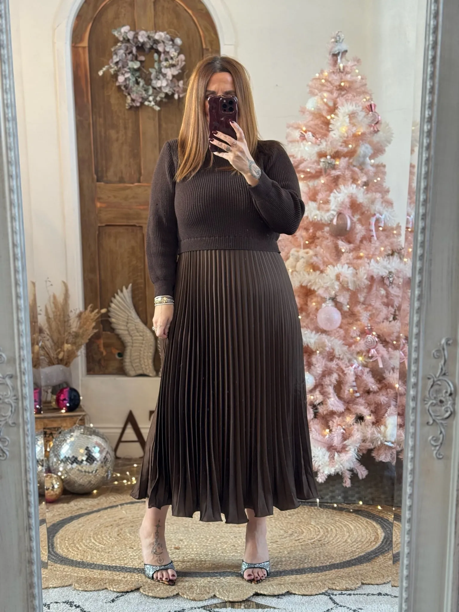 Chocolate Sylvie Pleated Jumper Style Maxi Dress
