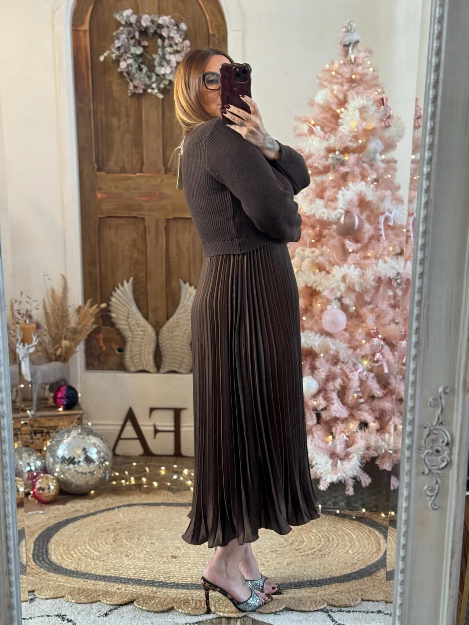 Chocolate Sylvie Pleated Jumper Style Maxi Dress