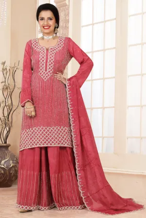 Deep Coral Gharara Suit