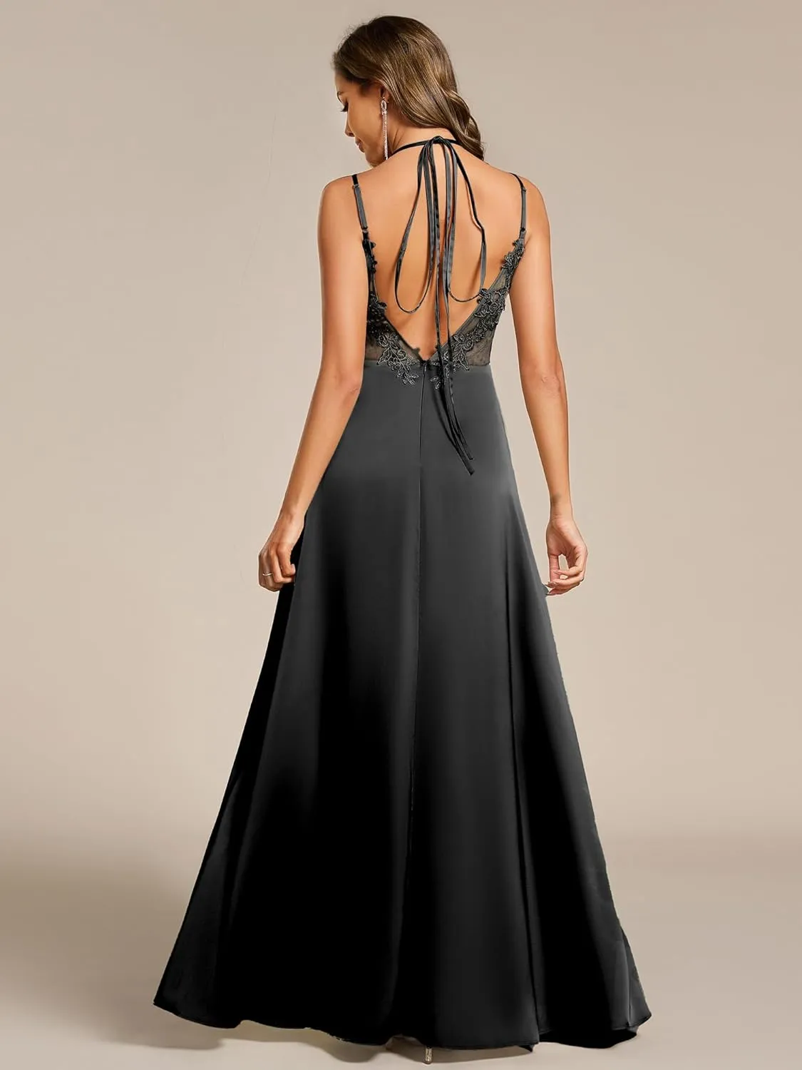 Ever-Pretty Women's Sexy V Neck Satin Sleeveless Multi-Way Backless A-Line Convertible Bridesmaid Dress 02692