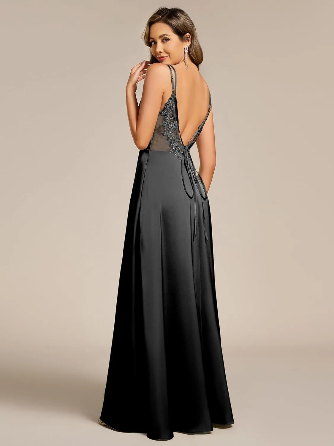 Ever-Pretty Women's Sexy V Neck Satin Sleeveless Multi-Way Backless A-Line Convertible Bridesmaid Dress 02692