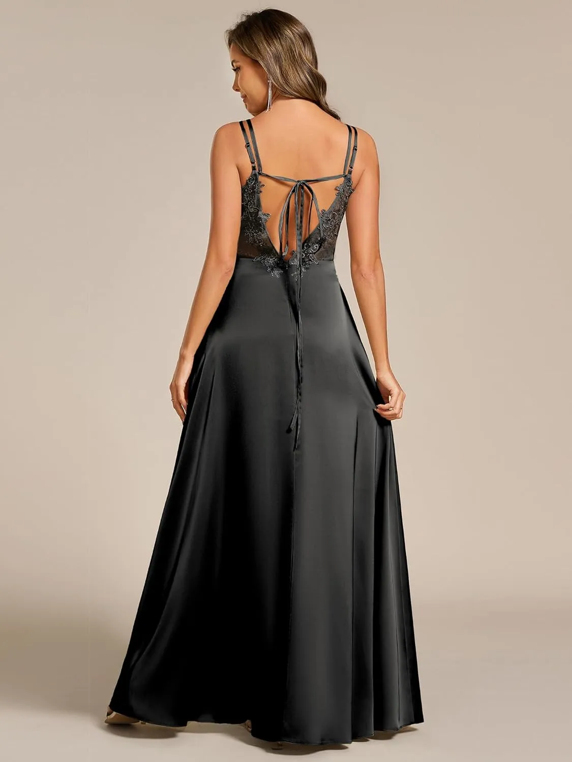 Ever-Pretty Women's Sexy V Neck Satin Sleeveless Multi-Way Backless A-Line Convertible Bridesmaid Dress 02692