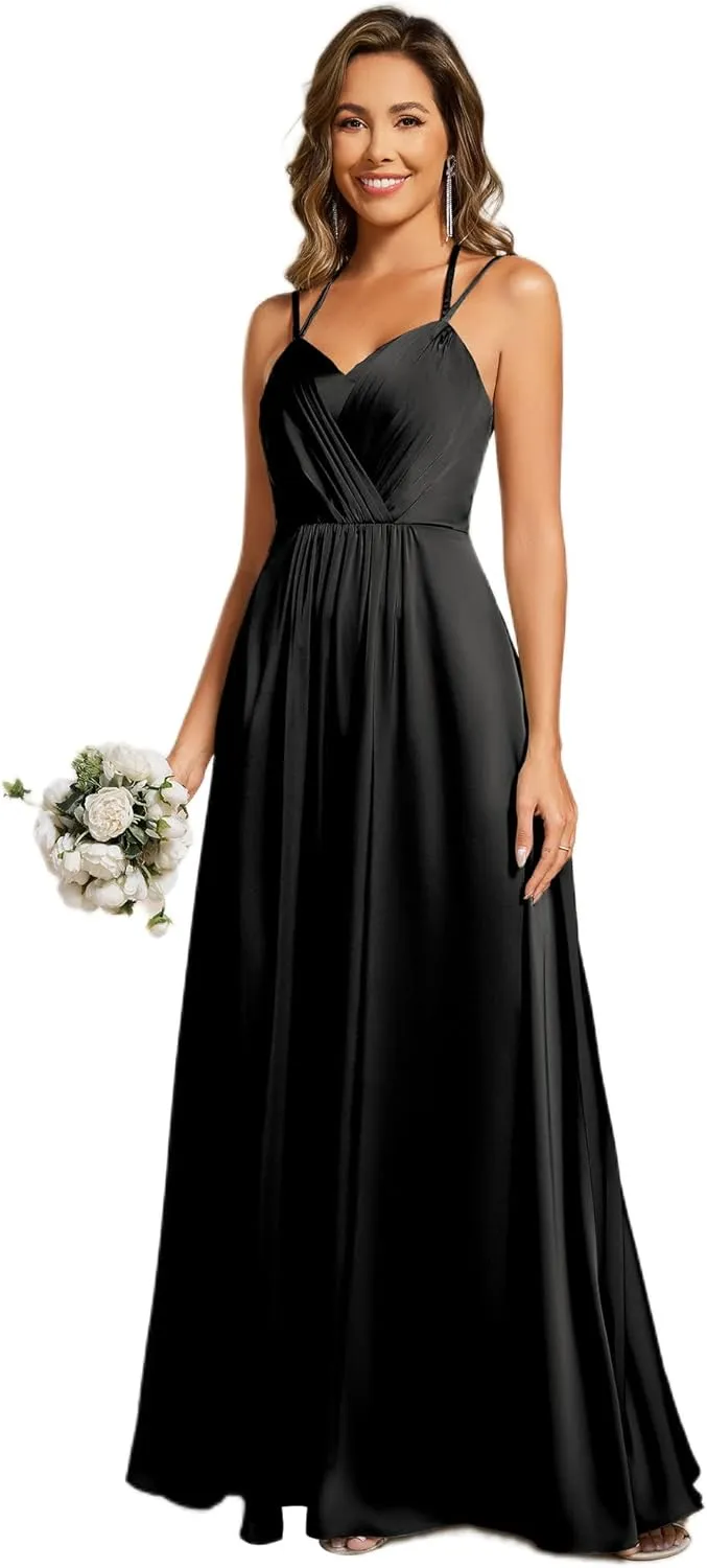 Ever-Pretty Women's Sexy V Neck Satin Sleeveless Multi-Way Backless A-Line Convertible Bridesmaid Dress 02692