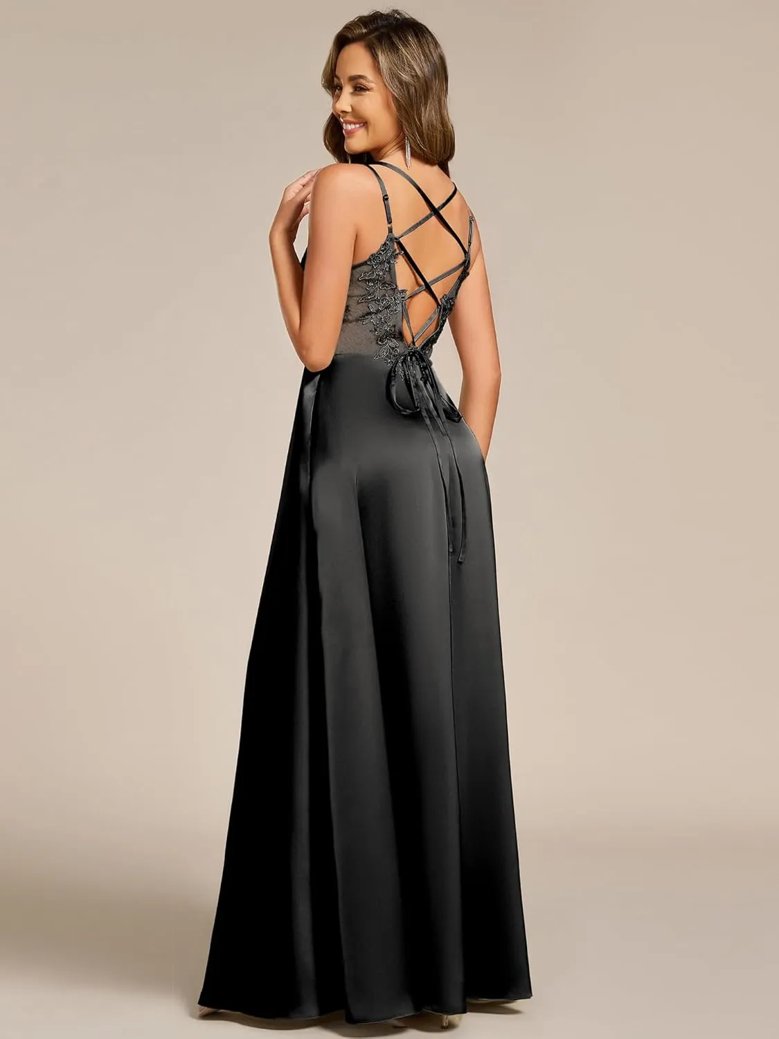 Ever-Pretty Women's Sexy V Neck Satin Sleeveless Multi-Way Backless A-Line Convertible Bridesmaid Dress 02692