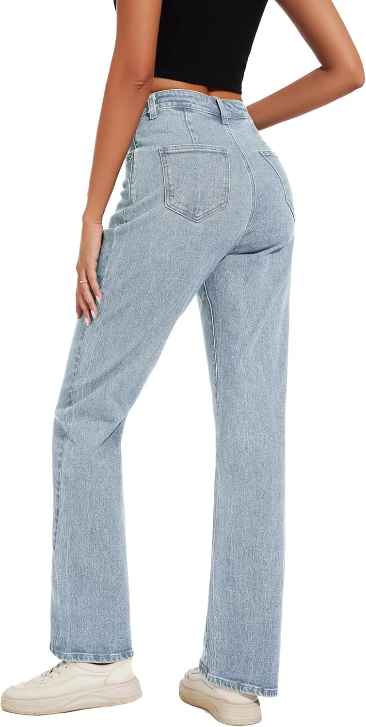 Jeans Women High Waist Wide Leg Baggy Jeans Boyfriends Stretch Denim Pants