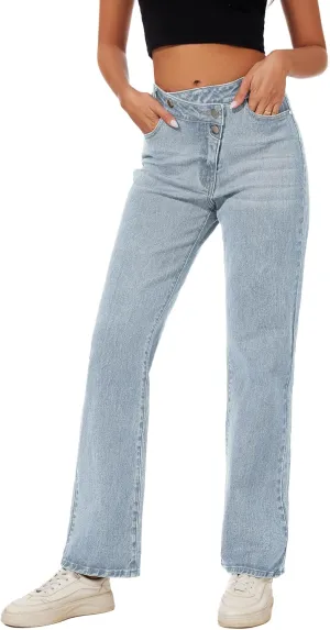 Jeans Women High Waist Wide Leg Baggy Jeans Boyfriends Stretch Denim Pants