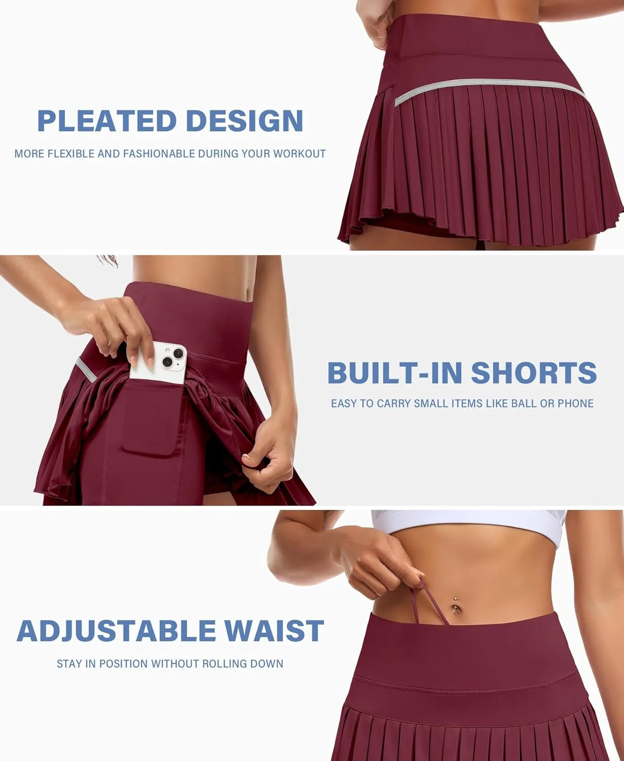 JoyGirl Womens Pleated Tennis Skirt with Shorts High Waisted Golf Skort Mini Skirt Workout Skirt Athletic Skorts with Pockets