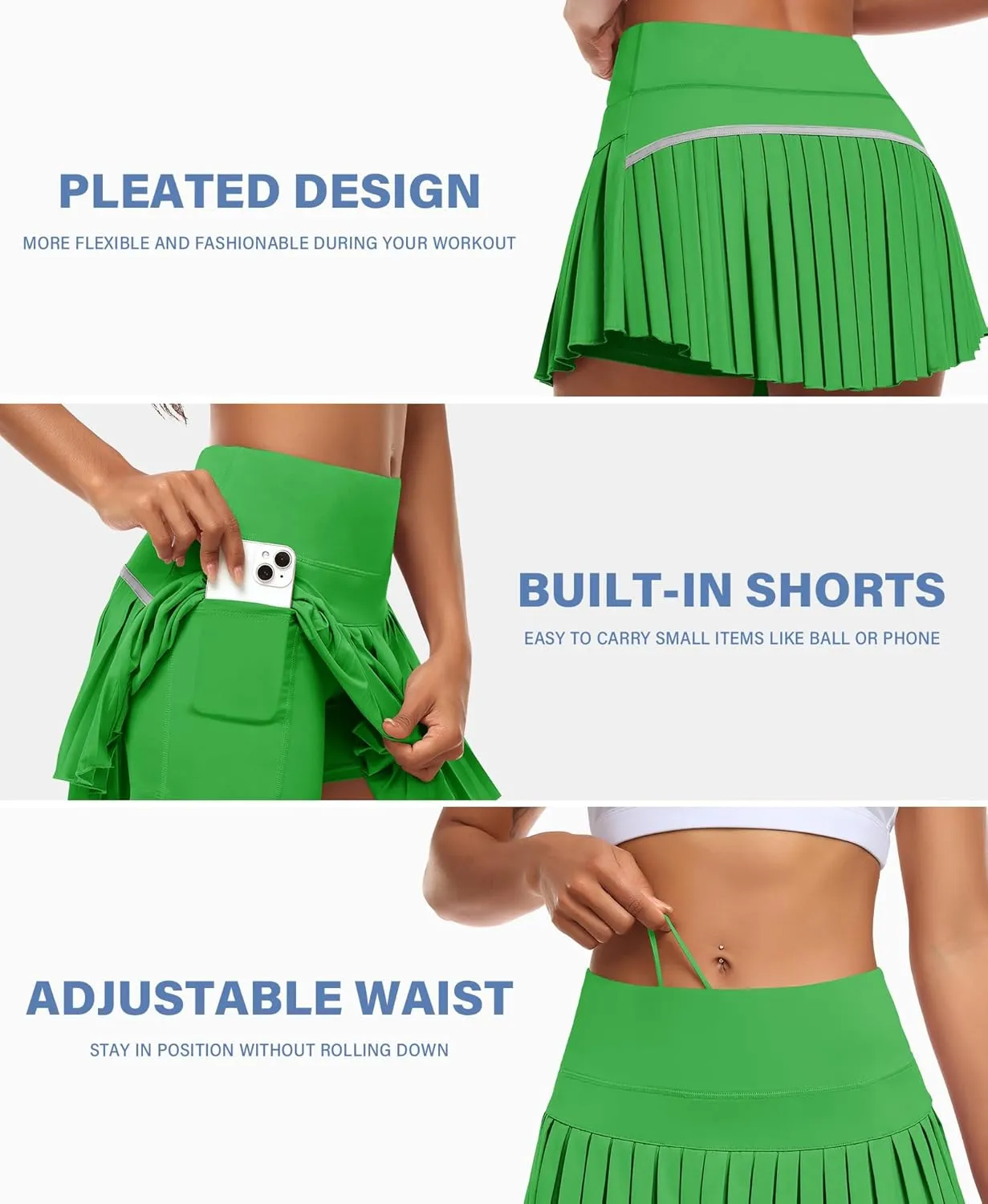 JoyGirl Womens Pleated Tennis Skirt with Shorts High Waisted Golf Skort Mini Skirt Workout Skirt Athletic Skorts with Pockets