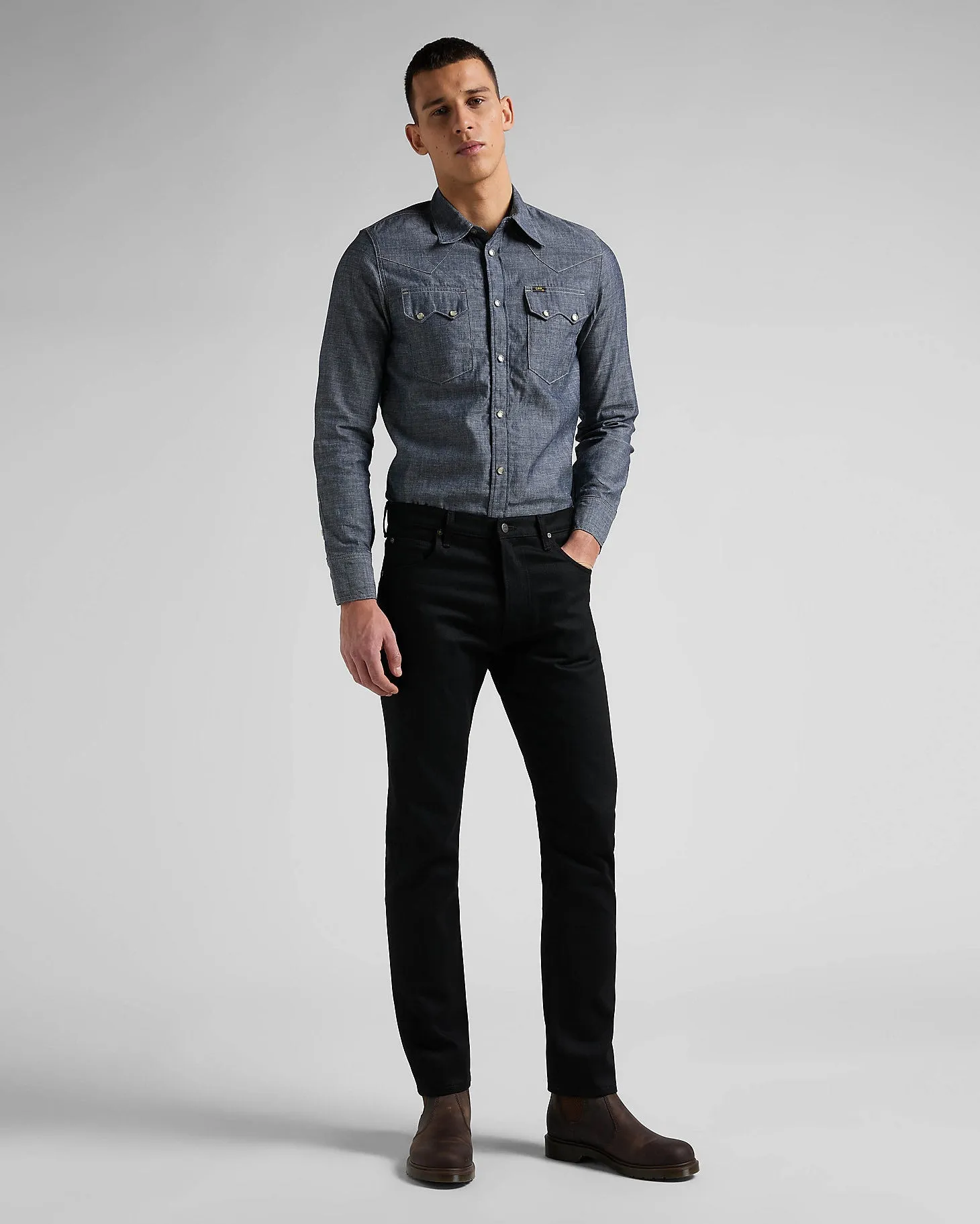 Lee 101 Rider Slim Fit Recycled Cotton 14oz Selvedge Mens Jeans - Dry Black