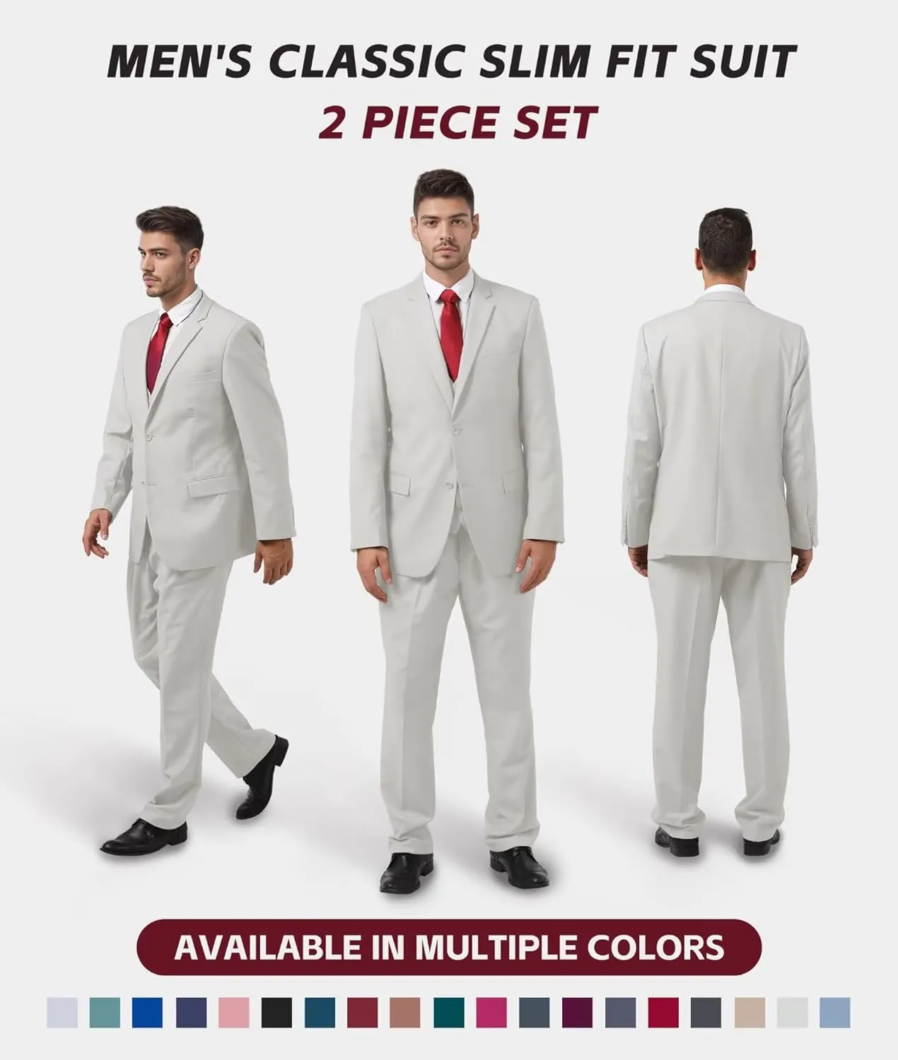 Mens Suits Slim Fit Prom Homecoming Suit for Men Wedding Business Tux Outfit 2 Piece Suit Jacket Blazer Pants Set