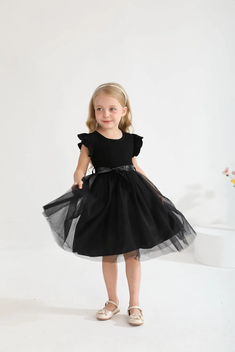 Sinhoon Toddler Girl Tulle Dress Summer Ruffle Sleeveless Baby Girl Fashion Casual Dresses 1-6Y
