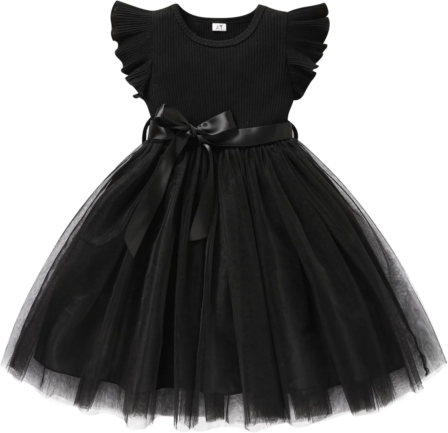 Sinhoon Toddler Girl Tulle Dress Summer Ruffle Sleeveless Baby Girl Fashion Casual Dresses 1-6Y