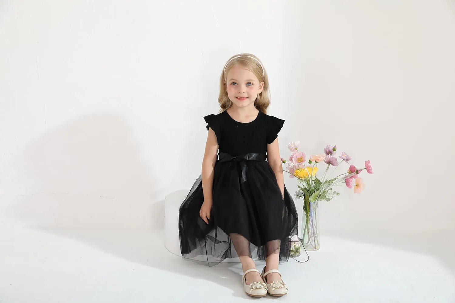 Sinhoon Toddler Girl Tulle Dress Summer Ruffle Sleeveless Baby Girl Fashion Casual Dresses 1-6Y