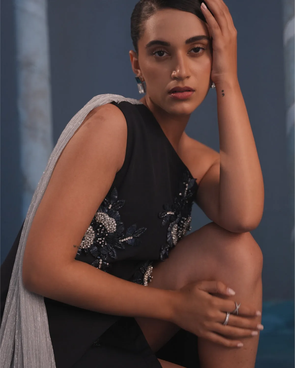 SWARVOSKI ONE SHOULDER DRESS