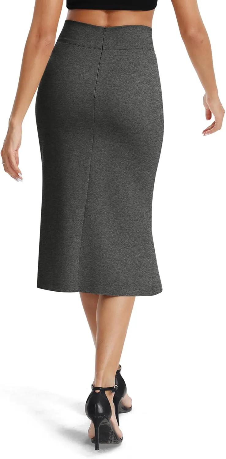 Women's Stretch Office Fishtail Pencil Skirts Casual High Waist Bodycon Midi Skirt