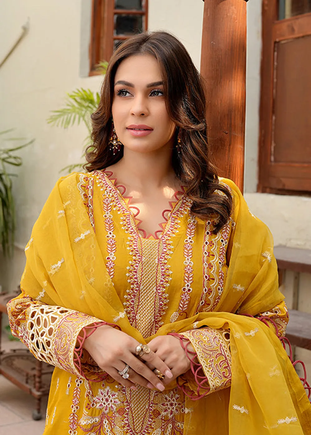 Yellow Lawn Dress - Bahaar Luxury Lawn '23 by Mariyam's - Giaa B-1017